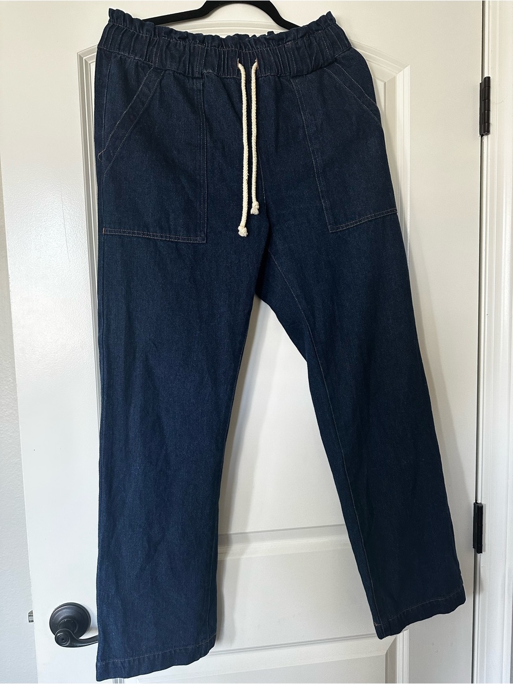 Electric & Rose Dark Navy Relaxed Drawstring Jeans Easy Pant